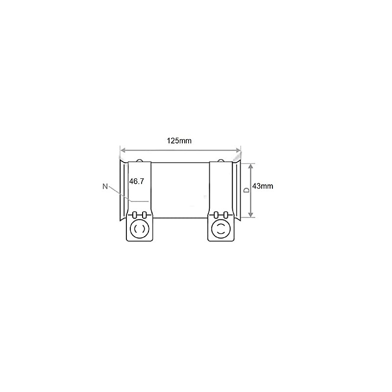 Pipe Connector + Double Clamp Exhaust System Universal 125 mm
