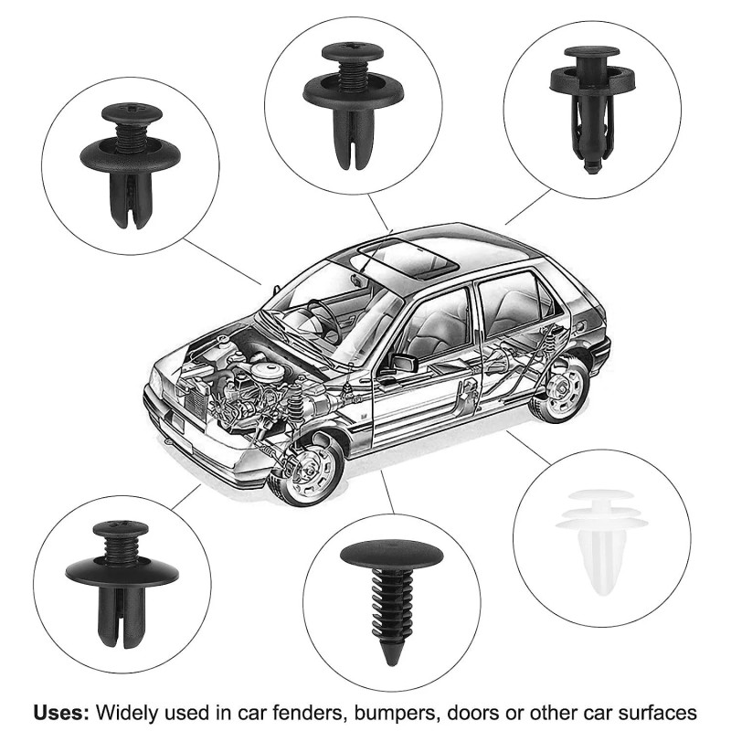 carauto2000 100PCS Retainer Clips Body Bumper Rivet Retainer Trim Molding