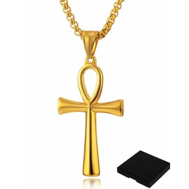 MYGLOAR Cross Necklace for Women, Elegant Symbol Chain for Women, 18K Real Gold Plated Cross Chain with Jewellery Box, Cross Chain, Gold Chain, Necklace Set, Jewellery Gift