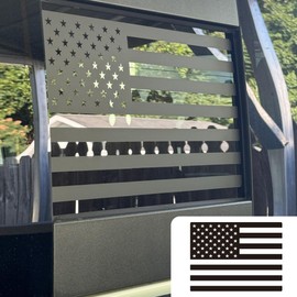 Zhizhong Rear Middle Window American Flag Decal for Nissan Titan 2013 2014 2015 2016 2017 2018 2019 2020 2021 2022, Back Center Sliding Window Glass USA Flag Vinyl Sticker (Matte Black)