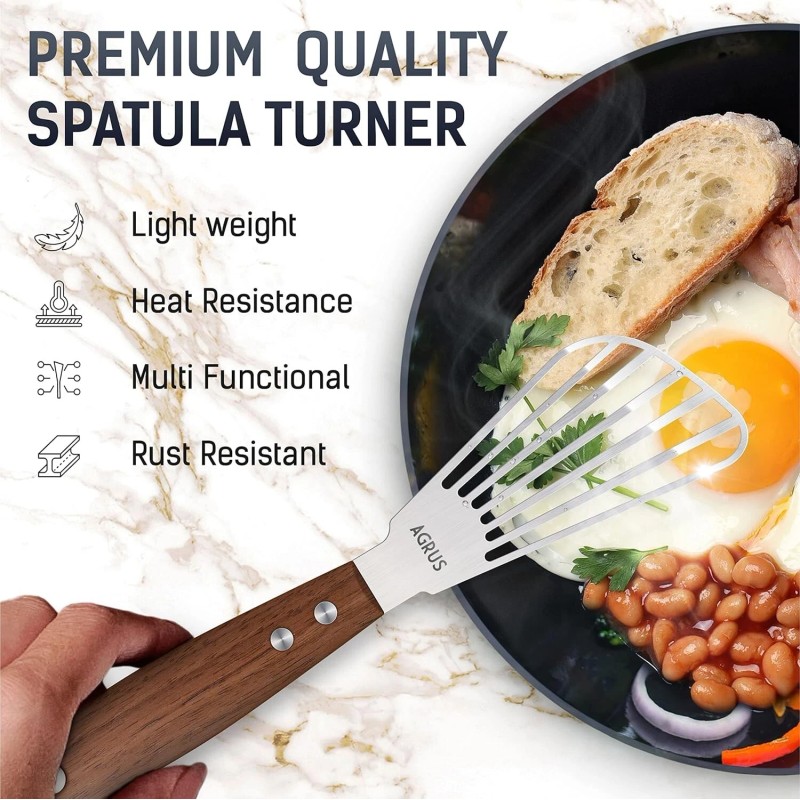 Kitchen Spatula Stainless Steel Kitchen Utensils for Cooking Turner 10.5