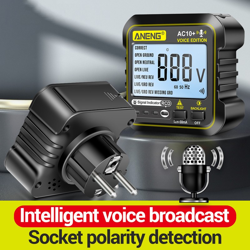 ANENG Multi-function Voice Broadcast Socket Tester Leakage Protection Socket Polarity