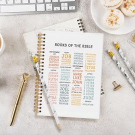 MOFUYU Books of the Bible Study Notebook, Prayer Journal Scripture Christian for Woman,Bible Journaling Notebook for Note Taking, A5 Spiral Prayer Journal 5.5x8.3