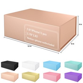 Gift Box 12" x 6" x 4" with Magnetic Closure Lid Gift Box for Presents,Bridesmaid Gifts Box,Cute Box,Birthday Gift box,Luxury for Gift Packaging, Magnetic Gift Box for Wrapping Gifts (Rose Gold)