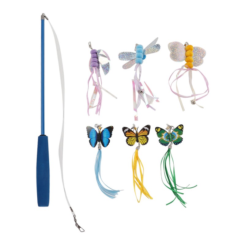 7pcs Cat Tassel Toys Play Chase Exercise Multifunctional Cat Butterfly