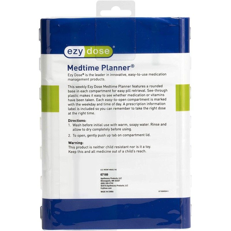 EZY DOSE Weekly 4 Time a Day Medtime Pill Planner,