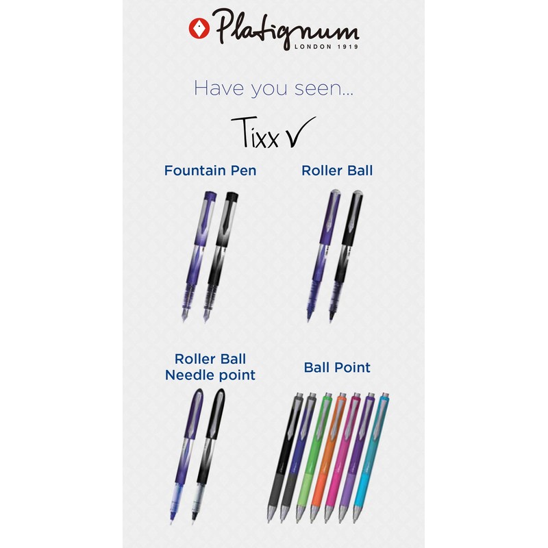 Platignum Tixx Blue Gel Ink Roller Ball Pen [Pack of