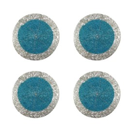 Set of 4 Decorative Beaded Coasters Round mat Wedding Decoration Tea Cup Coaster Dining & Serving Party Decor Gift Art