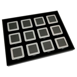 LYSUZ Premium Jewelry Display Tray Organizer - Metal Storage Box with Anti-Scratch Black & White Velvet Cushion, Medium Size 2.2 x 2.2 Inches for Diamond Gemstone Display, Jewelry Store (Silver)