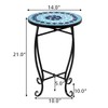 RELAX4LIFE Side Table Outdoor Mosaic Round 14 Inch W/Glass Table