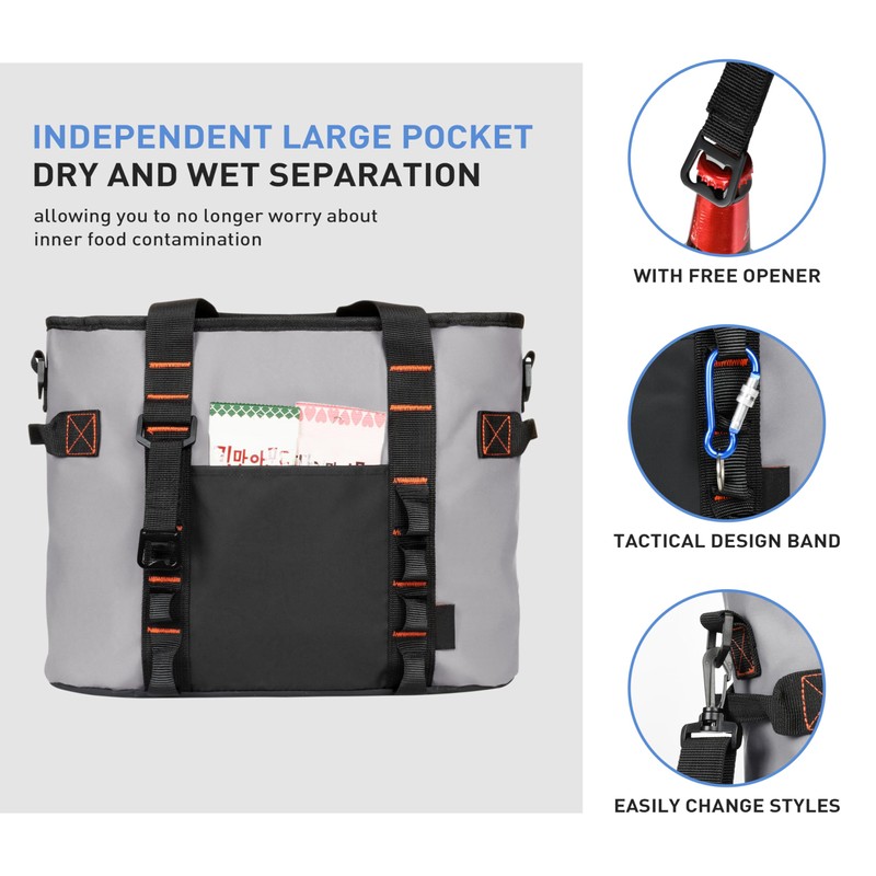 20 Cans Insulated Cooler Bag, Leakproof Collapsible Outdoor Portable Cooler