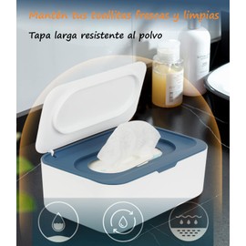 Timotech Dispensador de Toallitas Húmedas, Soporte para Toallitas de Bebés y Adultos, Porta Toallitas Húmedas, Mantiene las toallitas frescas, Fácil de abrir y cerrar (Azul)