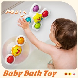 SpringFlower Baby Bath Toys, Suction Cup Spinner Toys for 6 12 18 Months Toddlers, Birthday Baby Gifts Sensory Toys Bath Toys Travel Table Toy
