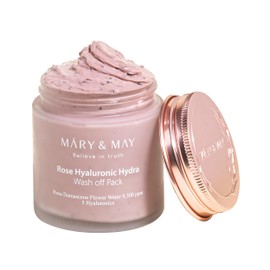 Mary&May Vegan Rose Hyaluronic Hydra Wash Off Mask 125g, Clean Pores, Sebum Control, Longer hydration, Hyaluronic, Rose Petals, Clay, Korean Facial, m