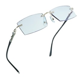 LifeArt Blue Light Blocking Glasses,Computer Reading Glasses,Rimless Frame Tinted Lens with Diamond,Stylish for Men (+4.00 Magnification)