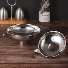 IoF 3Pcs Stainless Steel Wide Mouth Canning Funnel Set with Fine Oil Strainer, Metal Funnels for Filling Bottles Kitchen Use Large Food Grade Funnel for Mason Jar with Milk Filter Mead Kit