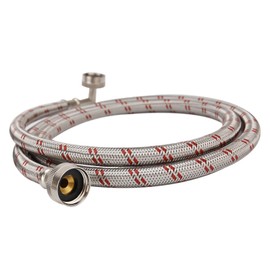 Solimeta Stainless Steel Washing Machine Hoses with 90 Degree Elbow, Burst Proof Hot and Cold Water Connection Inlet Supply Lines for Washer, 5Ft