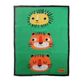 Cosatto Baby Blanket, Combed Cotton Knitted, New Baby Gift, Green/Orange, Easy Tiger, 90 x 70
