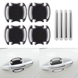 Mearo 8PCS Anti-Scratch Car Door Handle Protector, Carbon Fiber Car Door Handle Sticker for Auto Door Handle Scratch Resistant and Decoration, Universal Car Exterior Accessories for Most Car (White)