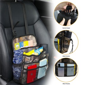 XINCHIA Car Seat Storage Organiser Backrest Protector Waterproof Backseat Hanging Storage Bag with Adjustable Buckle Strap Car Tidy Organiser with 7 Pockets Travel Car Storage Box Tidy Pouch Pocket