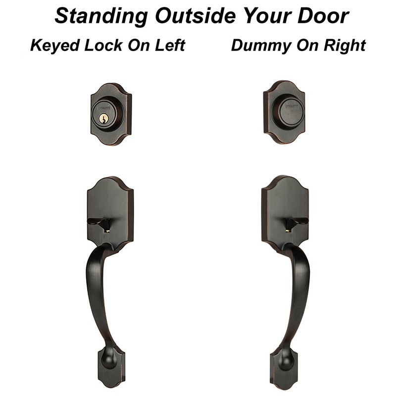 Dynasty Hardware DEN-HER-405-12PR Denver Front Door Dummy Handleset, Aged Oil