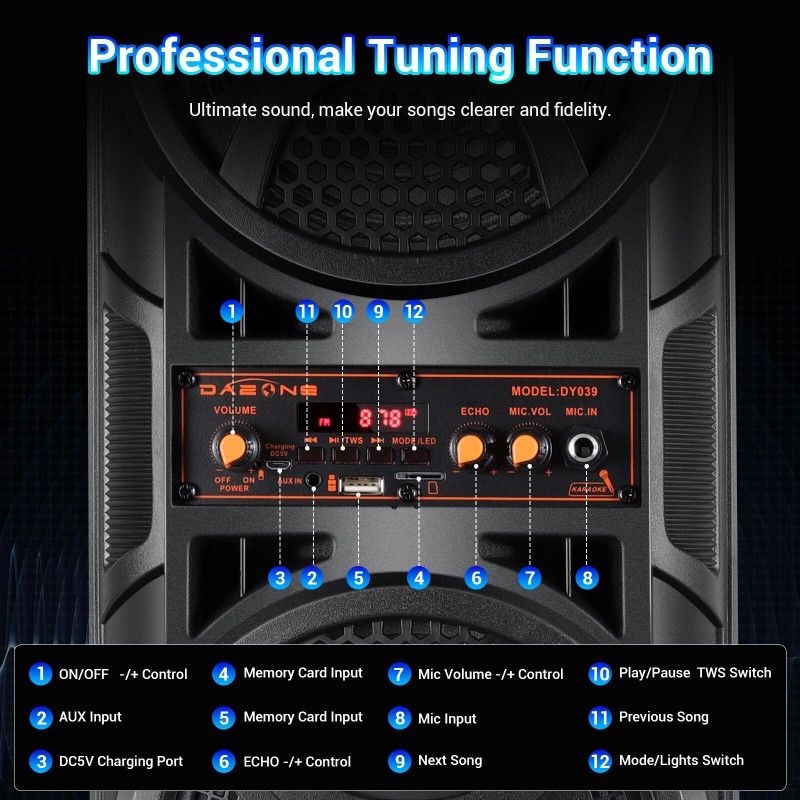 3000W Portable Bluetooth Speaker Sub Woofer Heavy Bass Party Sound