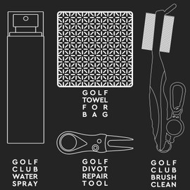 JKL Golf Club Cleaner Set - Includes a Golf Club Water Spray, Waffle Pattern Towel w Clip,Golf Divot Repair Tool and 3 in 1 Golf Club Brush.Golf Accessories for Bag Best Golf Gifts for Men (Green)