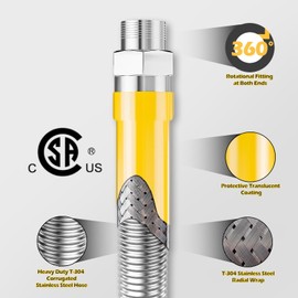 Grehitk 48Inch Gas Hose Connector Kit with 2 Elbow Fittings, 3/4 Quick Disconnect Fittings, Flexible Gas Line for Kitchen Commercial Equipment