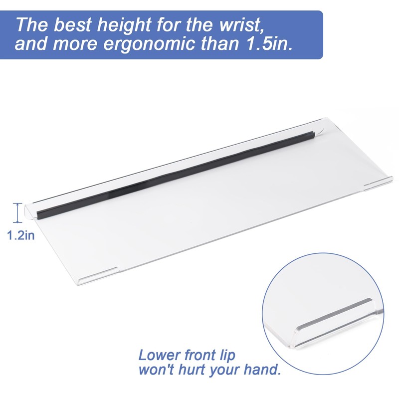 BOOMIBOO Clear Acrylic Tilted Computer Keyboard Holder for Ergonomic Typing,