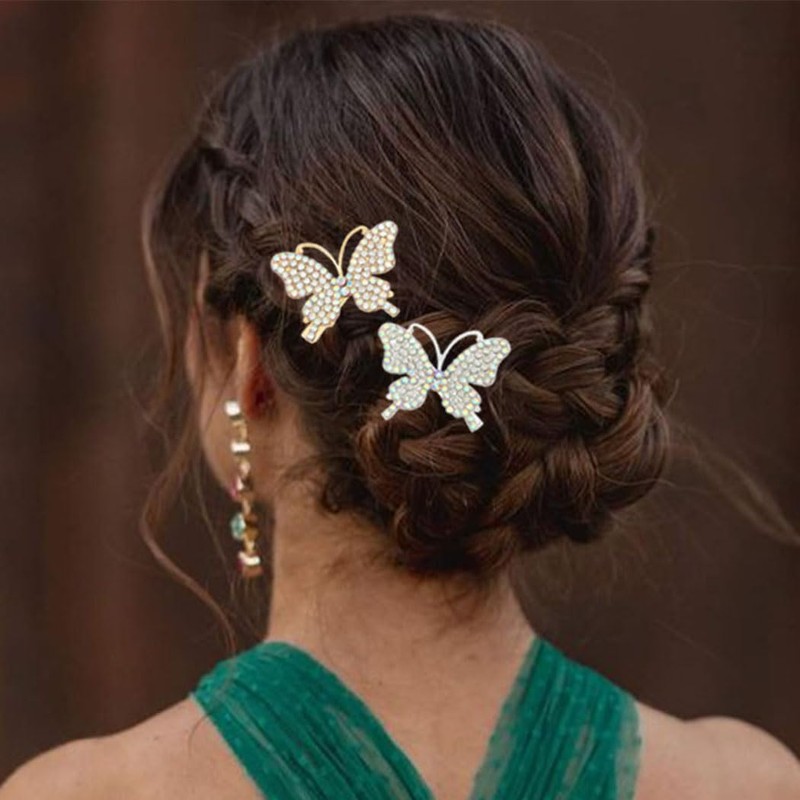 Bartosi Clips para el pelo con diseño de mariposa, brillantes,