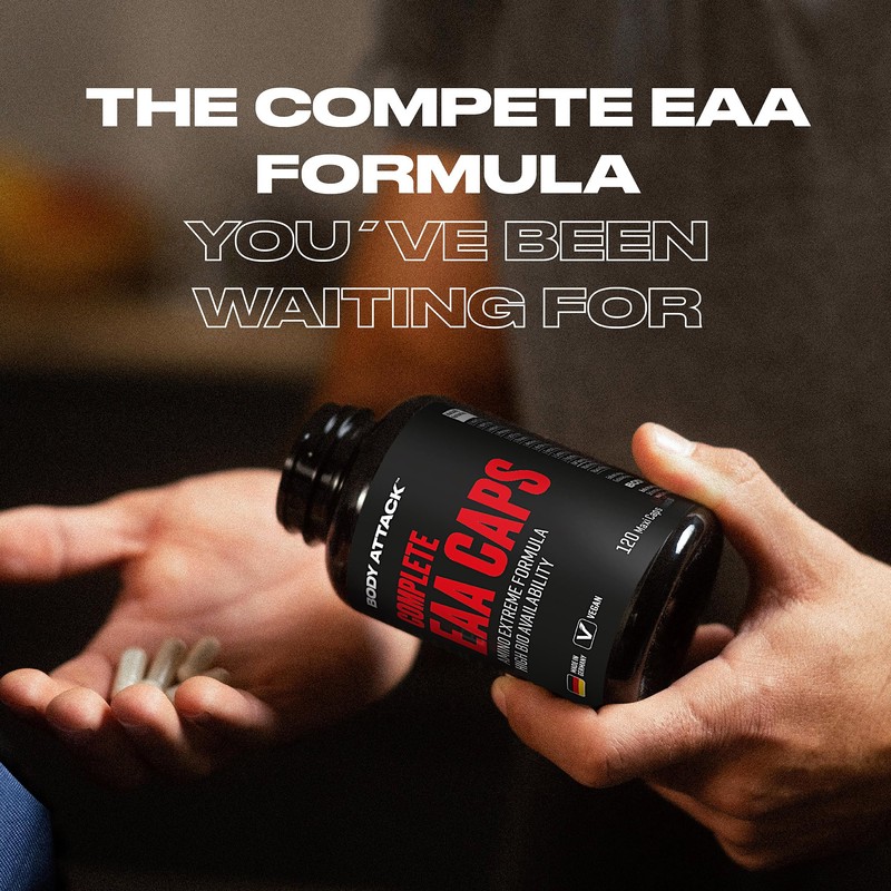 Body Attack Complete EAA Caps, 120 Capsules, Vegan, High Dose