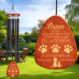 Wind Chimes for Loss of Pet Dog,Pet Dog Memorial Wind Chime - in Loving Memory of Lost Dog - Loss of Pet Remembrance/Sympathy/Passing Away Gift for Dog - Pet Memorial Windchime! (Black, 26")