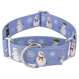 Country Brook Petz - Snowman Martingale Dog Collar - Christmas Collection with 8 Festive Designs (1 1/2 Inch, Medium)