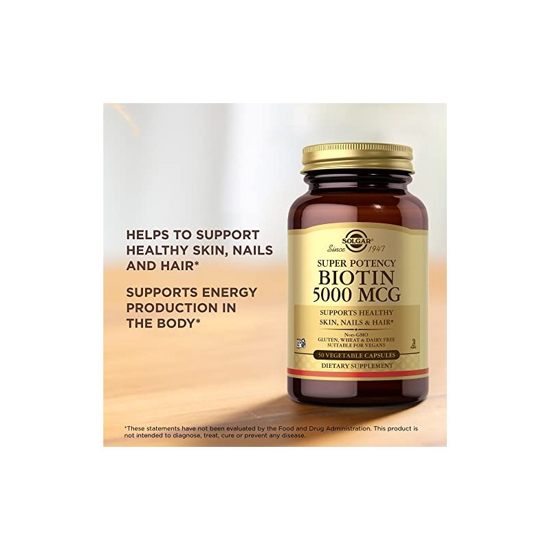 Solgar Biotin 5000 µg Vegetable Capsules - 50 count (pack