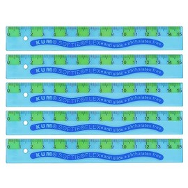 KUM AZ2250116-B - 15 cm Flexible Ruler L1 Softie Flex Pack of 5 Blue Plastic Non-Slip