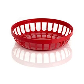 Kimmel Bread Basket, Fruit Basket, Serving Basket, Fruit Bowl, Bread Bowl, Reusable, Shatterproof, Stackable, Plastic, Red