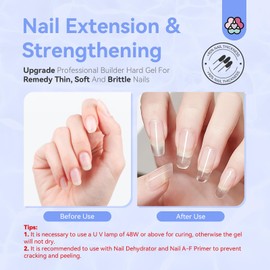 SAVILAND Builder Nail Gel Kit - 60g/2.1oz Clear Nail Extension Gel Set Nail Strengthen Nail Art Manicure Set with Nail Forms and Acrylic Nail Brush for Beginners