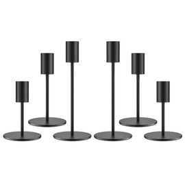 zeochyni Set of 6 Black Taper Candle Holders Candlestick Holders, Decor Candle Stick Candle Holder for Table or Mantel Centerpiece, Wedding, Dinning, Party Home Decor