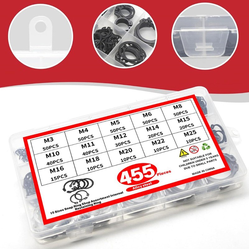 Circlip Set 455 Pieces Diameter 3-28 mm – Snap Ring