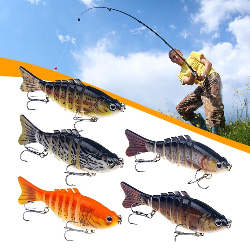 Trout Lures | Swim Bait Lures,5X Robotic Seven Joint Gear