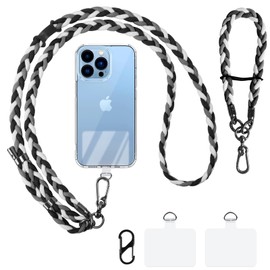 AULEEP 2pcs Cell Phone Lanyard, Crossbody Phone Lanyard Adjustable Lanyard for Phone, Universal Phone Lanyard Anti Theft Phone Neck Lanyard Cell Phone Lanyard Wrist Strap for Women Men (Black)