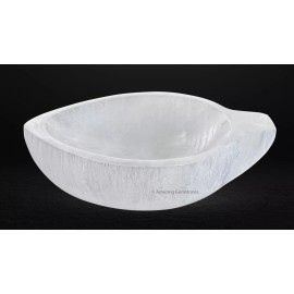 Selenite Crystal Plate Bowl to Charge your Healing Stones - 4" Leaf Shape Bowl