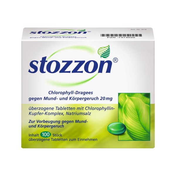 stozzon Chlorophyll-Dragees gegen Mund- und Körpergeruch, 100 pcs. Tablets