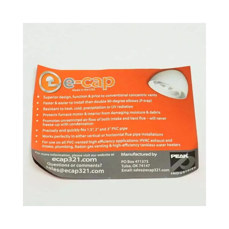 Supco ECAP321 PVC Rooftop Cap Flue Cap Vent Plumbing 1-1/2",
