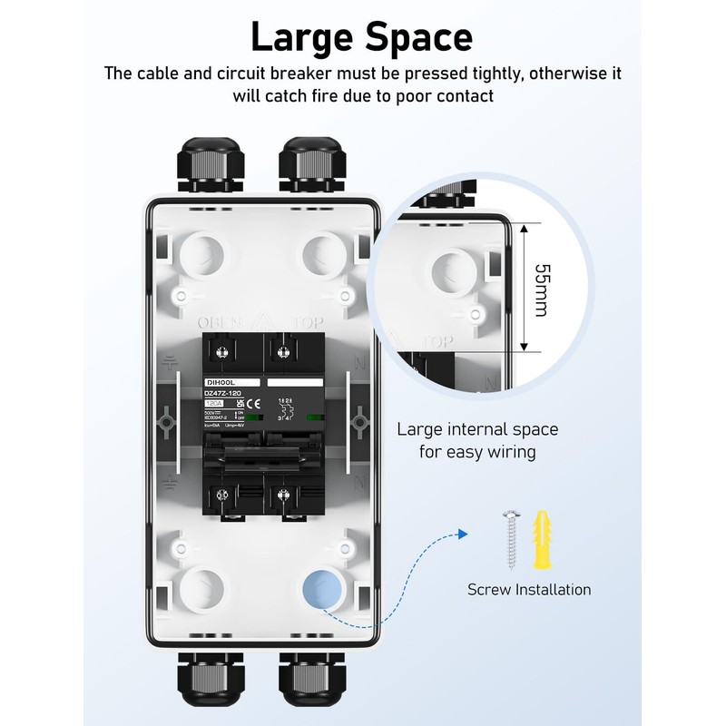 DIHOOL Solar Breaker Box 120A 125 Amp DC Breaker Disconnect
