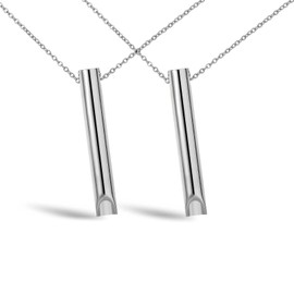 2 Pack Stainless Steel Mindful Breathing Necklace Whistle Pendant Necklaces Stress Relief Jewelry Neck Chain Fancy Dress Decor for Women,Decor for Men(Steel Color)