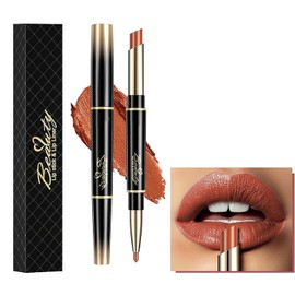 Lápiz Labial Y Delineador de Labios de Doble Punta 2 en 1, Lápices Labiales de Larga Duración Labial Mate Lápiz Labial Resistente Al Agua, lip Liner de Terciopelo (#11, 2in1)