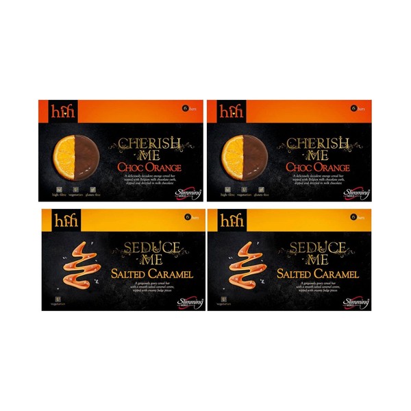 Slimming World Bars Salted Caramel Hifi Bars x2 Packs, Chocolate Orange x2 Packs, Slimming World Snack Bars 2 Flavour Bundle, Each Pack Contains 6 Bars (24 Bars Total)