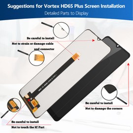 for Vortex HD65 Plus Screen Replacement for Vortex HD65 Plus LCD Display Touch Screen Digitizer Assembly with Repair Tools (Black)