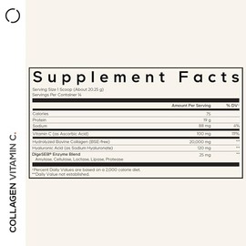 Codeage Péptidos de colágeno en polvo + vitamina C, enzimas digestivas, ácido hialurónico, aminoácidos, proteína hidrolizada, colágeno tipo I y III, colágeno alimentado con hierba, sin OMG, sin gluten, sin sabor, 10 onzas